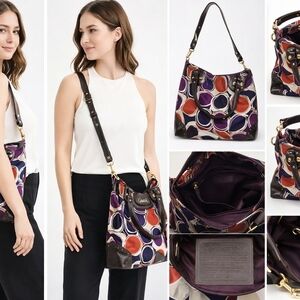 2012 Coach Purple and Red Patterned Shoulder Bag